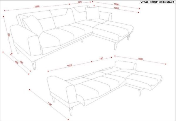 Vital Sol L Köşe Koltuk(Uz+3)