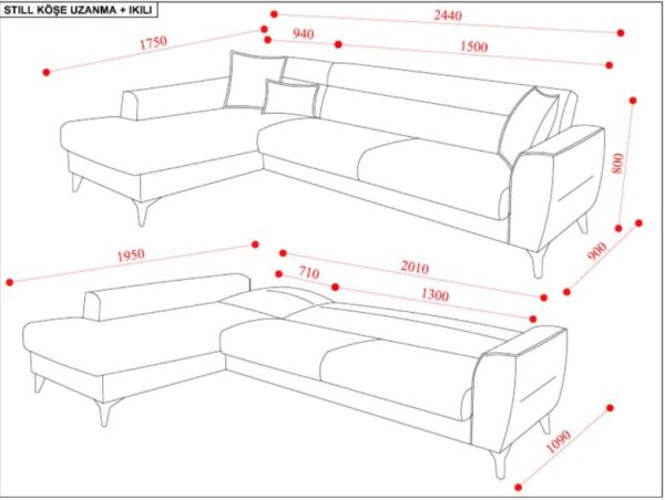 Still Sağ L Köşe Koltuk (UZ+2) Pudra