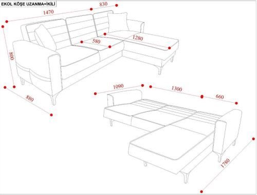 Ekol Sol L Köşe Koltuk(Uz+2)